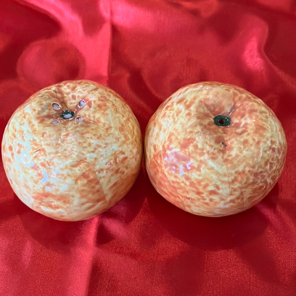 Vintage Ceramic Salt and Pepper Shakers Orange Shape